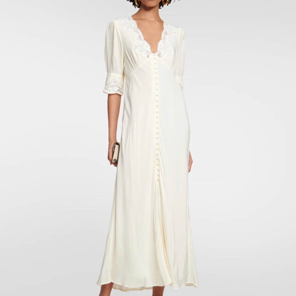 RIXO Bridal ‘Simone” Lace & Embroidered Cream Maxi Dress - Picture 10 of 13